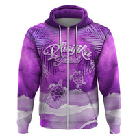 Personalised Pasifika Festival Hoodie Violet Tropical Turtle LT05 Zip Hoodie Violet - Polynesian Pride