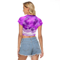 Personalised Pasifika Festival Raglan Cropped T Shirt Violet Tropical Turtle LT05 - Polynesian Pride