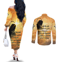 Happy Good Friday Couples Matching Off The Shoulder Long Sleeve Dress and Long Sleeve Button Shirt God Will Bless You LT05 - Polynesian Pride