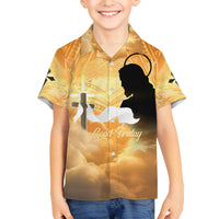 Happy Good Friday Family Matching Off Shoulder Maxi Dress and Hawaiian Shirt God Will Bless You LT05 Son's Shirt Gold - Polynesian Pride