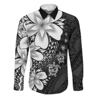 Polynesia Romantic Valentine Family Matching Summer Maxi Dress and Hawaiian Shirt Sea Turtle Couple With Black Plumeria