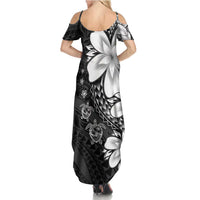 Polynesia Romantic Valentine Family Matching Summer Maxi Dress and Hawaiian Shirt Sea Turtle Couple With Black Plumeria