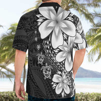 Polynesia Romantic Valentine Hawaiian Shirt Sea Turtle Couple With Black Plumeria