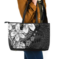 Polynesia Romantic Valentine Leather Tote Bag Sea Turtle Couple With Black Plumeria