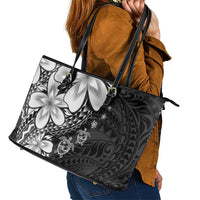 Polynesia Romantic Valentine Leather Tote Bag Sea Turtle Couple With Black Plumeria