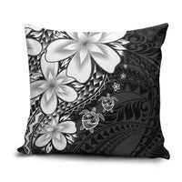 Polynesia Romantic Valentine Pillow Cover Sea Turtle Couple With Black Plumeria