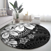 Polynesia Romantic Valentine Round Carpet Sea Turtle Couple With Black Plumeria