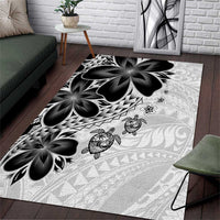 Polynesia Romantic Valentine Area Rug Sea Turtle Couple With White Plumeria