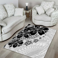 Polynesia Romantic Valentine Area Rug Sea Turtle Couple With White Plumeria