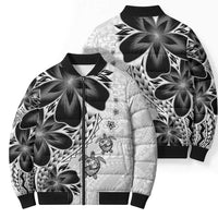 Polynesia Romantic Valentine Bomber Puffer Jacket Sea Turtle Couple With White Plumeria