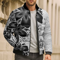 Polynesia Romantic Valentine Bomber Puffer Jacket Sea Turtle Couple With White Plumeria