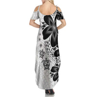 Polynesia Romantic Valentine Family Matching Summer Maxi Dress and Hawaiian Shirt Sea Turtle Couple With White Plumeria