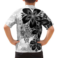 Polynesia Romantic Valentine Kid Hawaiian Shirt Sea Turtle Couple With White Plumeria