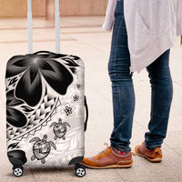 Polynesia Romantic Valentine Luggage Cover Sea Turtle Couple With White Plumeria