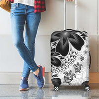 Polynesia Romantic Valentine Luggage Cover Sea Turtle Couple With White Plumeria