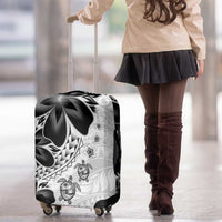 Polynesia Romantic Valentine Luggage Cover Sea Turtle Couple With White Plumeria