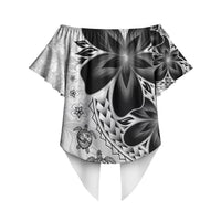 Polynesia Romantic Valentine Off Shoulder Wrap Waist Top Sea Turtle Couple With White Plumeria LT05 - Polynesian Pride