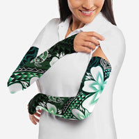 Polynesia Romantic Valentine Arm Sleeves Sea Turtle Couple With Aqua Gradient Plumeria LT05 - Polynesian Pride