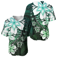 Polynesia Romantic Valentine Baseball Jersey Sea Turtle Couple With Aqua Gradient Plumeria