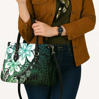 Polynesia Romantic Valentine Leather Bag Sea Turtle Couple With Aqua Gradient Plumeria