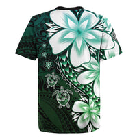 Polynesia Romantic Valentine Rugby Jersey Sea Turtle Couple With Aqua Gradient Plumeria LT05 - Polynesian Pride