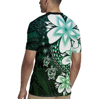 Polynesia Romantic Valentine Rugby Jersey Sea Turtle Couple With Aqua Gradient Plumeria LT05 - Polynesian Pride