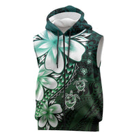 Polynesia Romantic Valentine Sleeveless Zip Hoodie Sea Turtle Couple With Aqua Gradient Plumeria LT05 Aqua - Polynesian Pride