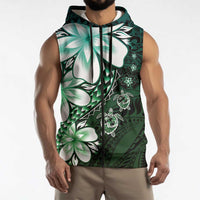 Polynesia Romantic Valentine Sleeveless Zip Hoodie Sea Turtle Couple With Aqua Gradient Plumeria LT05 - Polynesian Pride