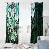 Polynesia Romantic Valentine Window Curtain Sea Turtle Couple With Aqua Gradient Plumeria LT05 - Polynesian Pride