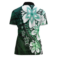 Polynesia Romantic Valentine Women Polo Shirt Sea Turtle Couple With Aqua Gradient Plumeria LT05 - Polynesian Pride