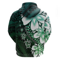 Polynesia Romantic Valentine Zip Hoodie Sea Turtle Couple With Aqua Gradient Plumeria LT05 - Polynesian Pride