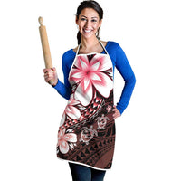Polynesia Romantic Valentine Apron Sea Turtle Couple With Red Gradient Plumeria