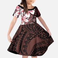 Polynesia Romantic Valentine Family Matching Mermaid Dress and Hawaiian Shirt Sea Turtle Couple With Red Gradient Plumeria LT05 Daughter's Dress Red - Polynesian Pride