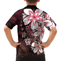 Polynesia Romantic Valentine Family Matching Off Shoulder Short Dress and Hawaiian Shirt Sea Turtle Couple With Red Gradient Plumeria LT05 - Polynesian Pride
