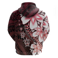 Polynesia Romantic Valentine Hoodie Sea Turtle Couple With Red Gradient Plumeria