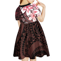 Polynesia Romantic Valentine Kid Short Sleeve Dress Sea Turtle Couple With Red Gradient Plumeria LT05 - Polynesian Pride