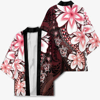 Polynesia Romantic Valentine Kimono Sea Turtle Couple With Red Gradient Plumeria
