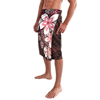 Polynesia Romantic Valentine Lavalava Sea Turtle Couple With Red Gradient Plumeria LT05 - Polynesian Pride