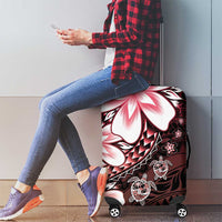 Polynesia Romantic Valentine Luggage Cover Sea Turtle Couple With Red Gradient Plumeria