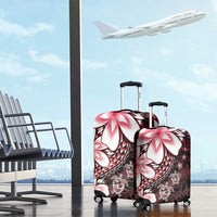 Polynesia Romantic Valentine Luggage Cover Sea Turtle Couple With Red Gradient Plumeria