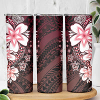 Polynesia Romantic Valentine Skinny Tumbler Sea Turtle Couple With Red Gradient Plumeria LT05 - Polynesian Pride