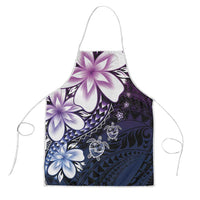 Polynesia Romantic Valentine Apron Sea Turtle Couple With Purple Gradient Plumeria