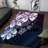 Polynesia Romantic Valentine Area Rug Sea Turtle Couple With Purple Gradient Plumeria LT05 Purple - Polynesian Pride