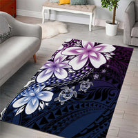 Polynesia Romantic Valentine Area Rug Sea Turtle Couple With Purple Gradient Plumeria LT05 - Polynesian Pride