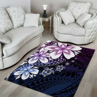 Polynesia Romantic Valentine Area Rug Sea Turtle Couple With Purple Gradient Plumeria LT05 - Polynesian Pride