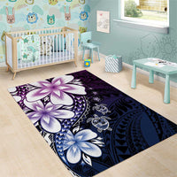 Polynesia Romantic Valentine Area Rug Sea Turtle Couple With Purple Gradient Plumeria LT05 - Polynesian Pride