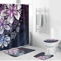 Polynesia Romantic Valentine Bathroom Set Sea Turtle Couple With Purple Gradient Plumeria