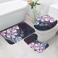 Polynesia Romantic Valentine Bathroom Set Sea Turtle Couple With Purple Gradient Plumeria