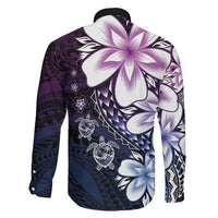 Polynesia Romantic Valentine Family Matching Mermaid Dress and Hawaiian Shirt Sea Turtle Couple With Purple Gradient Plumeria LT05 - Polynesian Pride