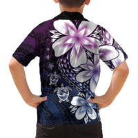 Polynesia Romantic Valentine Family Matching Off Shoulder Short Dress and Hawaiian Shirt Sea Turtle Couple With Purple Gradient Plumeria LT05 - Polynesian Pride